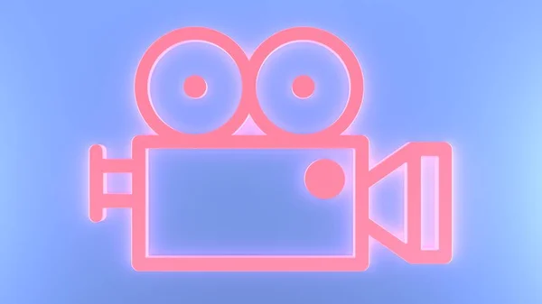 Mavi arka planda minimalist pembe video kamera.