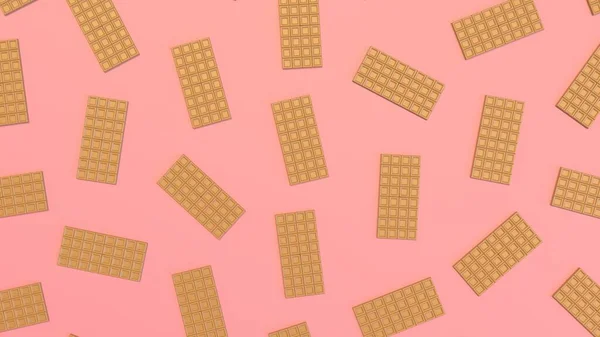 Pembe arka planda çikolata deseni 3D rendeleme