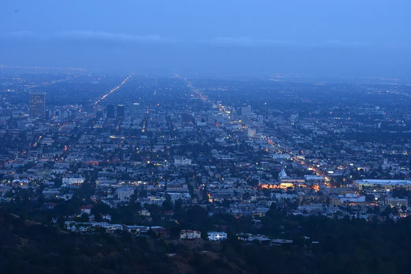 Zona Hollywood Por Noche Visto Desde Montaña — Foto de Stock