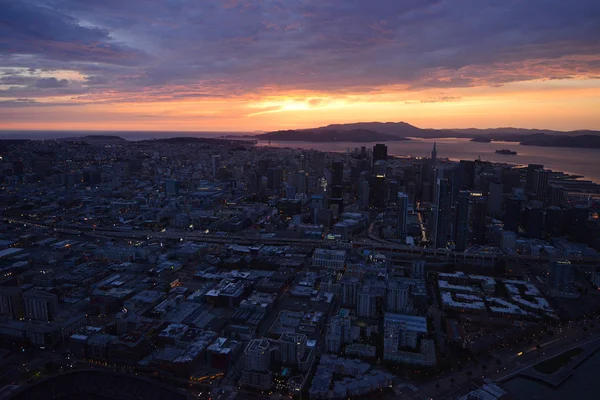 Vista aérea pôr do sol san francisco — Fotografia de Stock