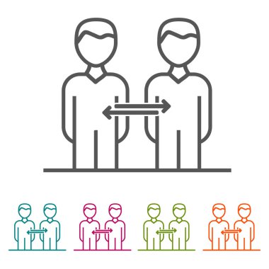 Bağlantılar İş İnsanları simgeleri ince çizgi biçimi ve düz tasarım.