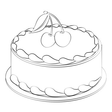 Siyah anahat vektör kek