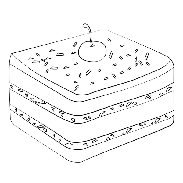Svart kontur vektor tårta — Stock vektor