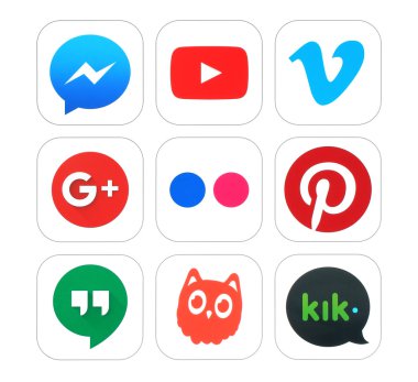 Popüler sosyal ağ ve video logo işaretleri koleksiyonu