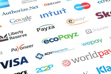 Collection of popular payment system logos clipart