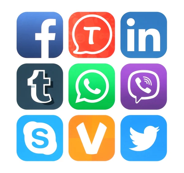 Coleção de ícones populares de redes sociais — Fotografia de Stock