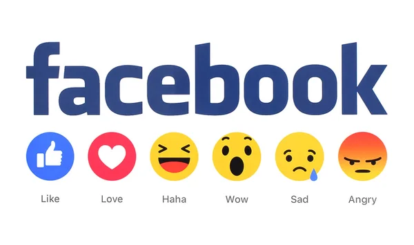 Nuevo Facebook como botón 6 Reacciones emoji empáticas — Foto de Stock