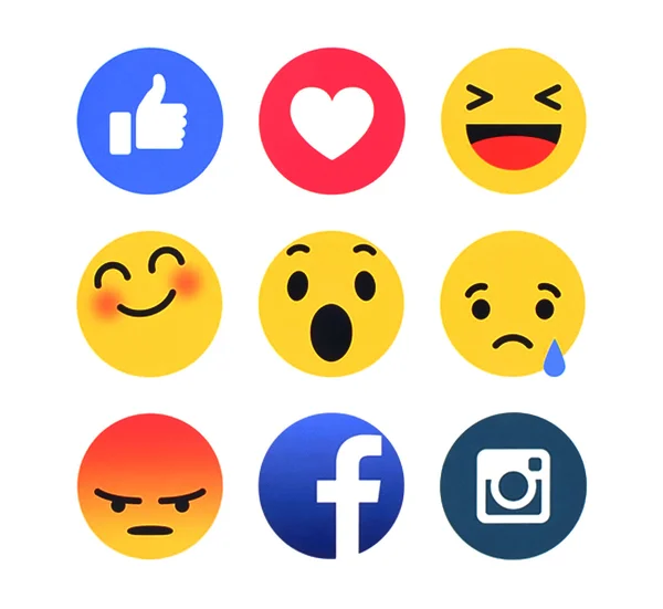 New Facebook like button 7 Empathetic Emoji Reactions — Stock Photo, Image