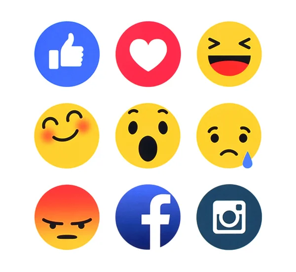 Neue Facebook Like-Taste 7 empathische Emoji-Reaktionen — Stockfoto