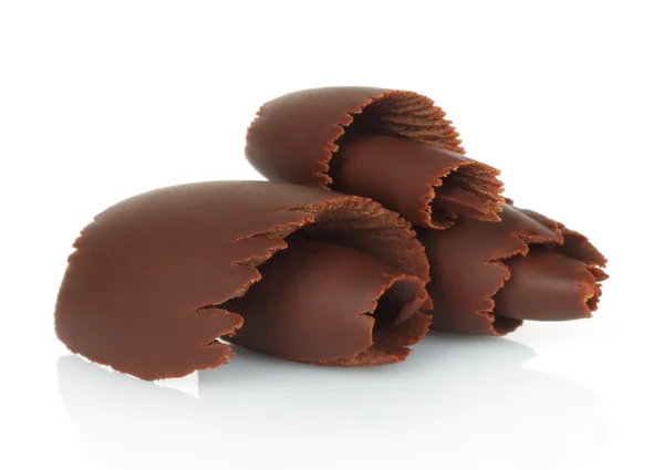 Virutas de chocolate en blanco — Foto de Stock