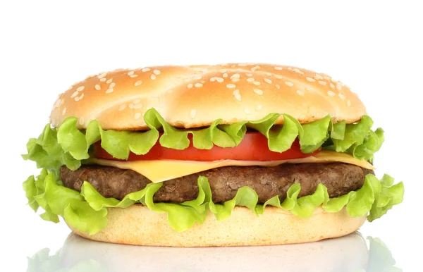 Big hamburger on white — Stock Photo, Image