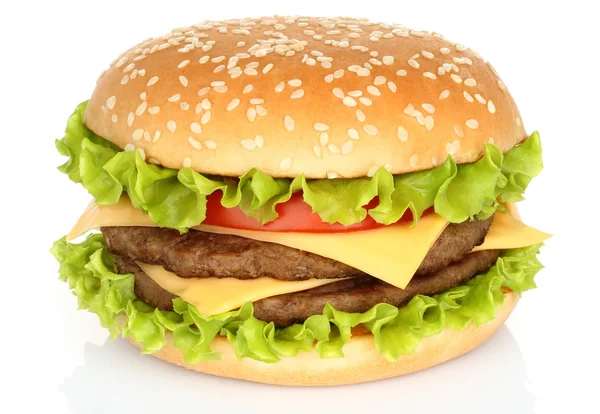 Großer Hamburger auf Weiß — Stockfoto