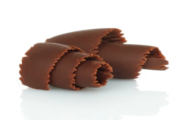 Chocoladeschilfers op wit — Stockfoto