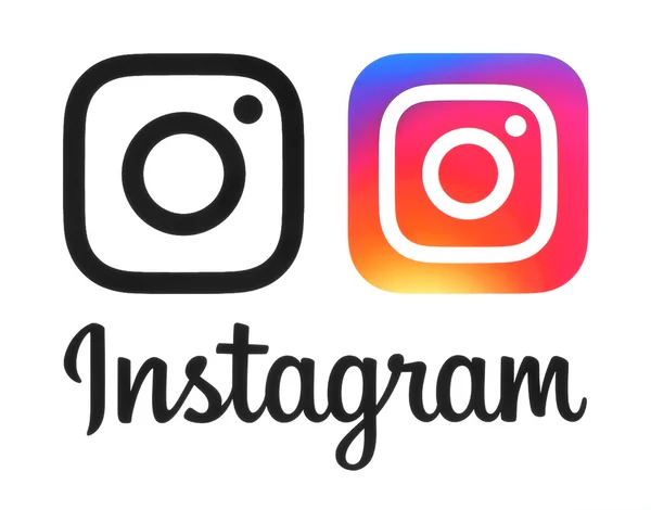 Instagram yeni logo ve simgesi Beyaz kağıda basılmış — Stok fotoğraf