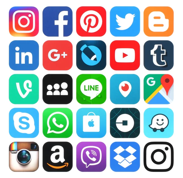 Iconos populares de redes sociales —  Fotos de Stock