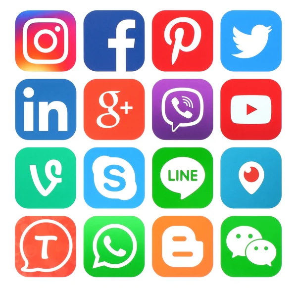 Collection of popular social media icons — Stock Photo, Image