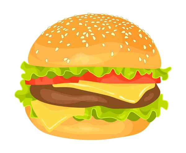 Diseño plano moderno vector ilustración de hamburguesa grande — Vector de stock