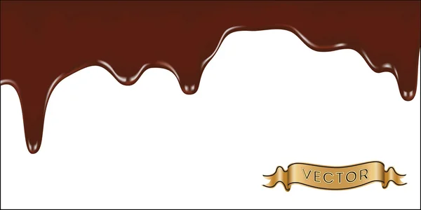 Realistic vector illustration of melted chocolate dripping — Stock Vector