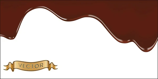 Ilustración vectorial realista de goteo de chocolate derretido — Vector de stock