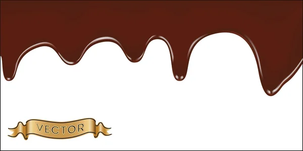 Realistic vector illustration of melted chocolate dripping — Stock Vector