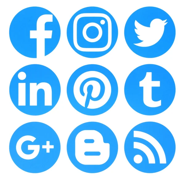 Collection of popular social media blue logos – Stock Editorial Photo