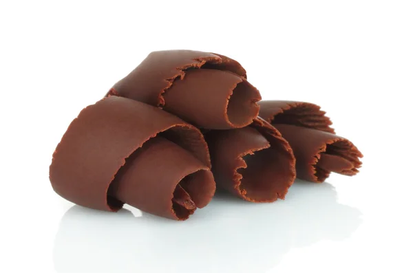 Virutas de chocolate sobre fondo blanco —  Fotos de Stock