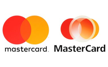 Beyaz kağıda basılan yeni Mastercard logolar