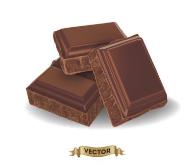 Kırık çikolata bar gerçekçi vektör çizim