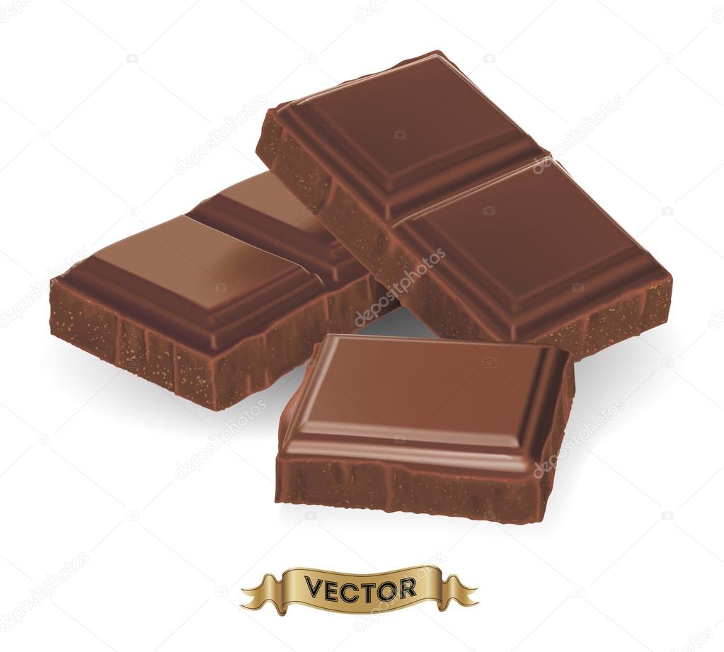 Realistic vector illustration of broken chocolate bar