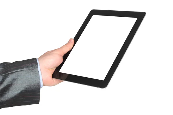 Homem mão segurando tablet PC — Fotografia de Stock