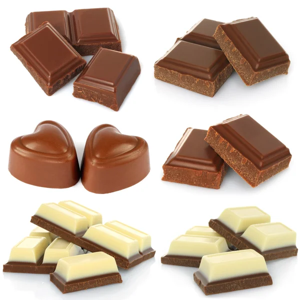 Gebroken melkchocolade set navigatiebalken — Stockfoto