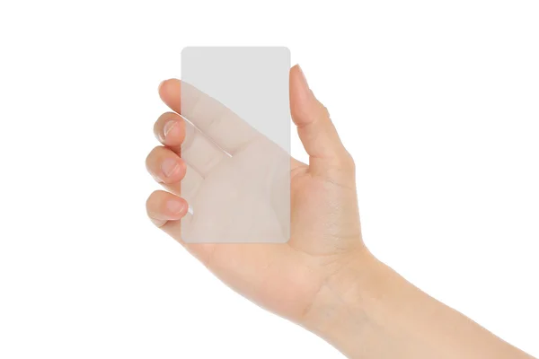 Hand holds transparent card — Stock Photo, Image