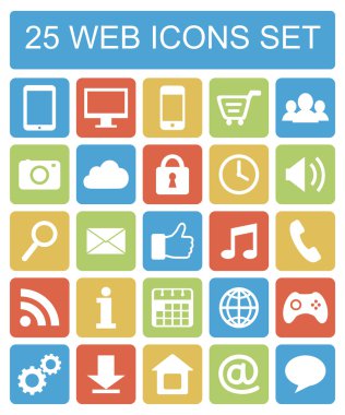 Renk düz web Icons set