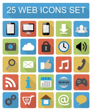 Renk düz web Icons set