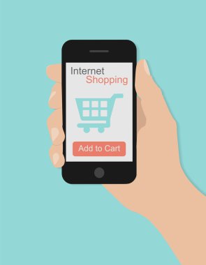 Konsept alışveriş ile akıllı telefon tutan el