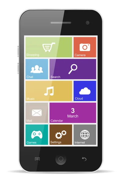 Smartphone mit flachen Icons — Stockvektor