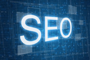 Dijital arka plan üzerinde SEO kavramı