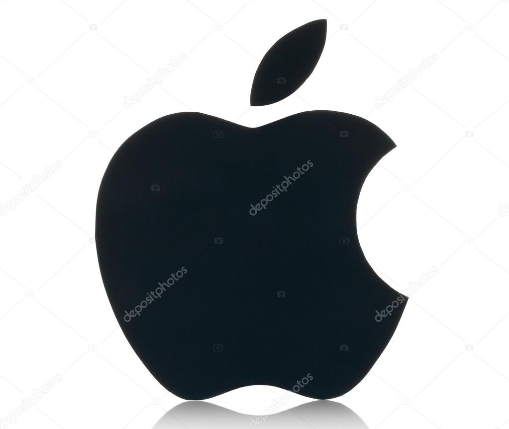 KIEV, UKRAINE - FEBRUARY 05, 2015:Apple logotype printed on paper.Apple is an American multinational corporation, that designs, develops, and sells consumer electronics and personal computers.