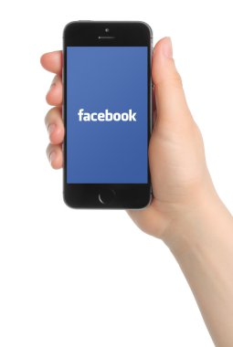 El iphone 5'ler tutar alanı gri Facebook logolu