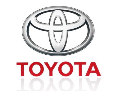 Toyota logosu kağıt üzerinde ve beyaz arka plan üzerine yerleştirilen