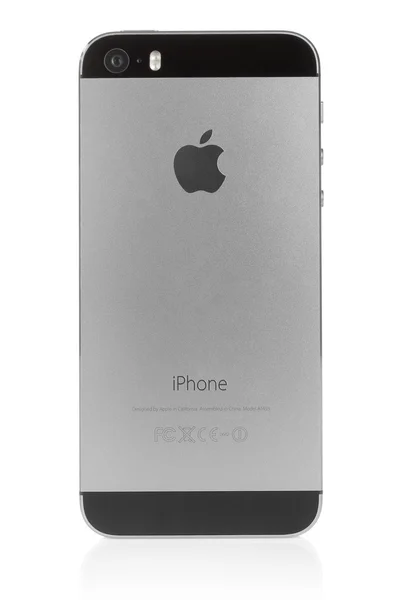 IPhone 5s Space Gray на белом фоне — стоковое фото