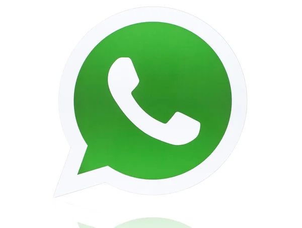 WhatsApp Messenger logotype printed on paper — Stock Photo, Image