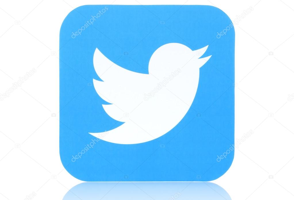 KIEV, UKRAINE - MAY 07, 2015:Twitter logotype printed on paper. Twitter is an online social networking service that enables users to send and read short messages