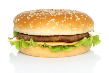 beyaz zemin üzerinde büyük hamburger