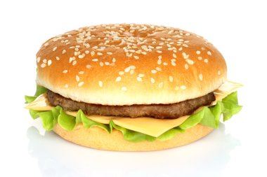 beyaz zemin üzerinde büyük hamburger