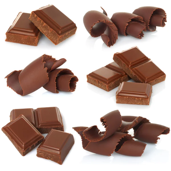 Chocolate raspas com blocos conjunto — Fotografia de Stock