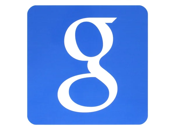 Google logotype printed on paper on white background — 图库照片