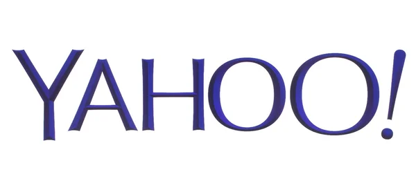 Yahoo logotype printed on paper on white background Stock Image