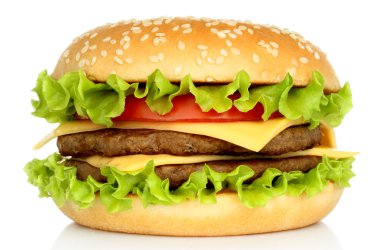 beyaz zemin üzerinde büyük hamburger