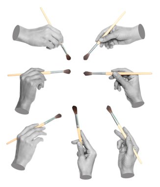 Çağdaş sanat tarzında gri el fırçası seti şeffaf arka planda izole edilmiş. Sanat tasarımı, yaratıcı projeler, resim kavramları ve modern görsel fikirler için mükemmel.